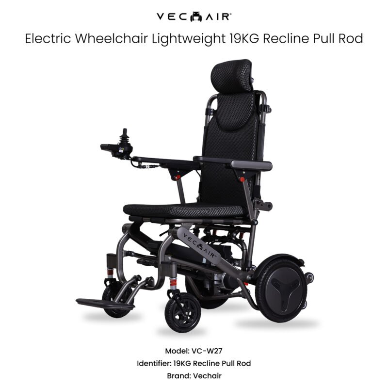 Electric Wheelchair Lightweight 19KG Recline Pull Rod Vechair®